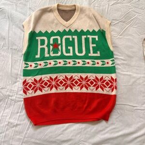 Rogue Holiday Knit Vest - Red, Green & Cream